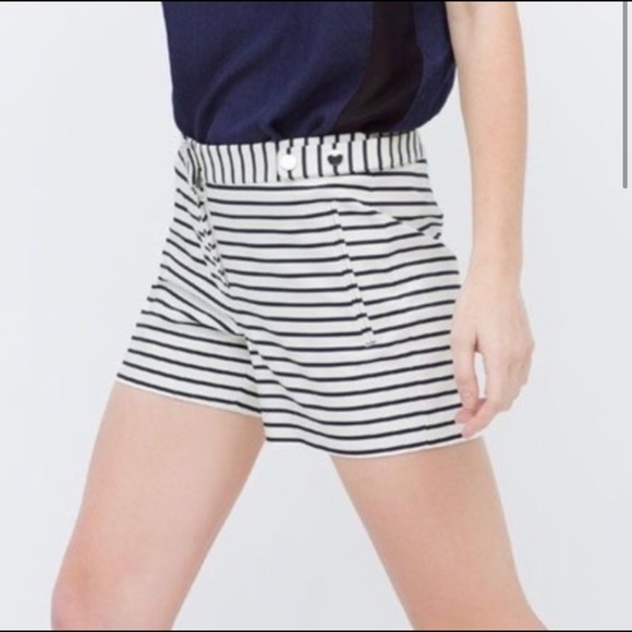 Zara Basic Navy & White Striped Sailor Shorts M - Picture 1 of 9